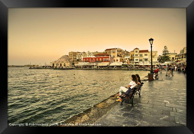 Chania Waterfront  Framed Print by Rob Hawkins