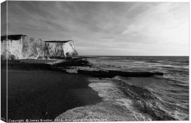 Seaford Head Monochrome East Sussex Canvas Print by James Brunker
