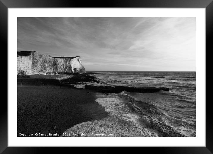 Seaford Head Monochrome East Sussex Framed Mounted Print by James Brunker