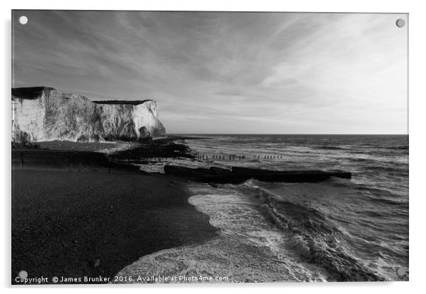 Seaford Head Monochrome East Sussex Acrylic by James Brunker