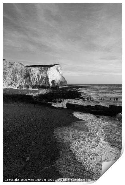 White Chalk Cliffs Seaford Head East Sussex Print by James Brunker