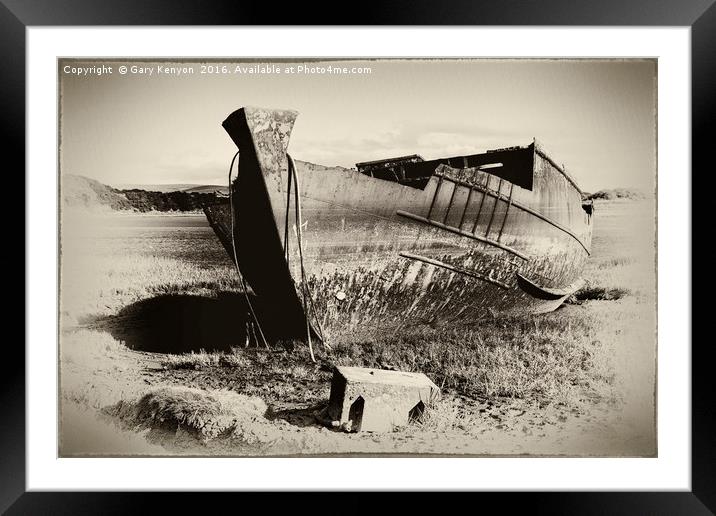 Aged Shipwreck Framed Mounted Print by Gary Kenyon