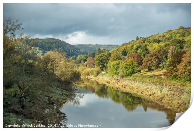 The River Wye at Brockweir in the Wye Valley Print by Nick Jenkins