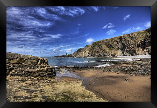 Hartland Quay Deep Blue Sky Framed Print by Mike Gorton