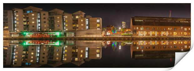 Night time at Swansea Marina Print by Leighton Collins