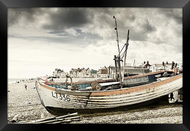 Fishing Boat on Aldeburgh Beach Framed Print by Stephen Mole