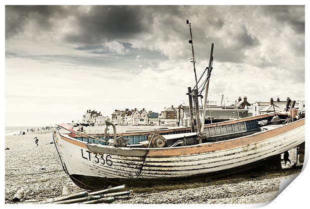 Fishing Boat on Aldeburgh Beach Print by Stephen Mole