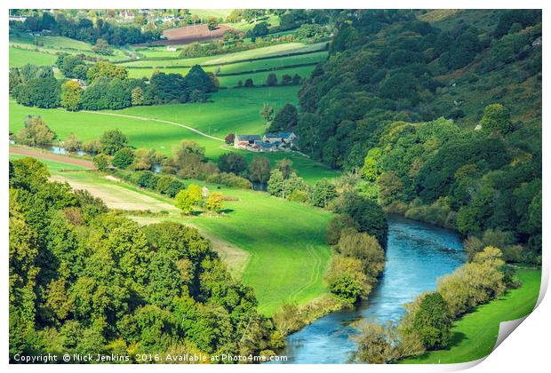 The River Wye from Yat Rock Herefordshire Print by Nick Jenkins