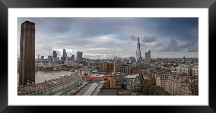 Panoramic high angle view of the London Skyline Framed Mounted Print by George Cairns