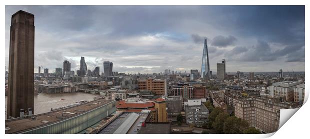 Panoramic high angle view of the London Skyline Print by George Cairns