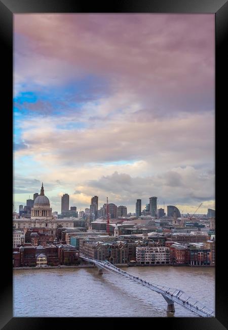 High angle view of Thames and St Paul's Cathedral Framed Print by George Cairns
