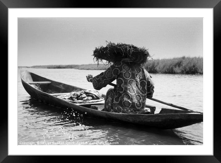African Canoe Framed Mounted Print by George Haddad