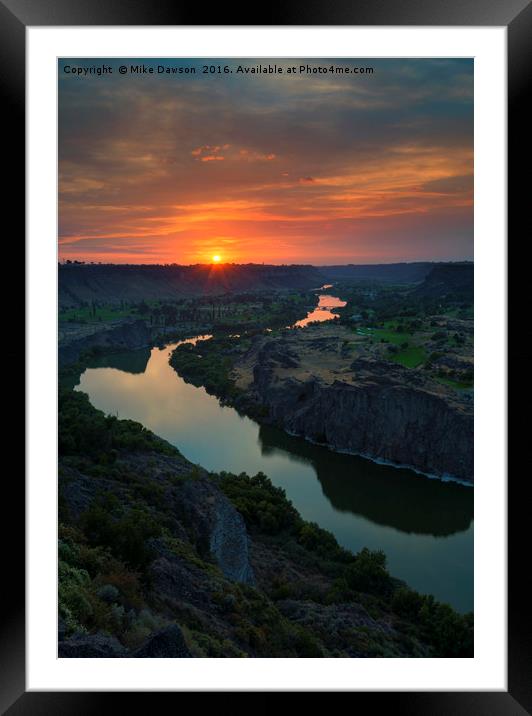 Snake River Sunset Framed Mounted Print by Mike Dawson