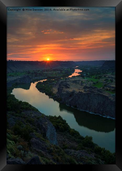 Snake River Sunset Framed Print by Mike Dawson