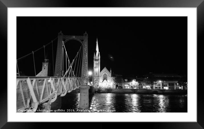 Black & White Bridge Framed Mounted Print by christopher griffiths
