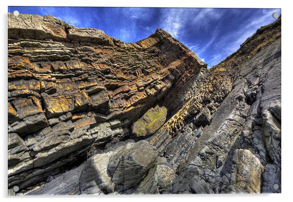 Hartland Quay Rock Formation Acrylic by Mike Gorton