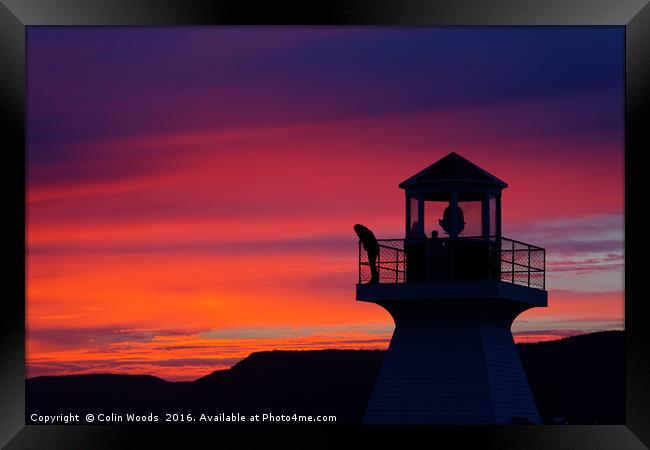 Girl on Lighthouse Framed Print by Colin Woods