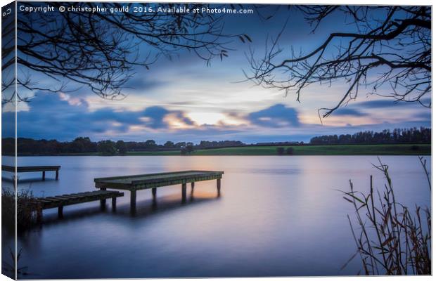 Jetty at lakeside Canvas Print by christopher gould