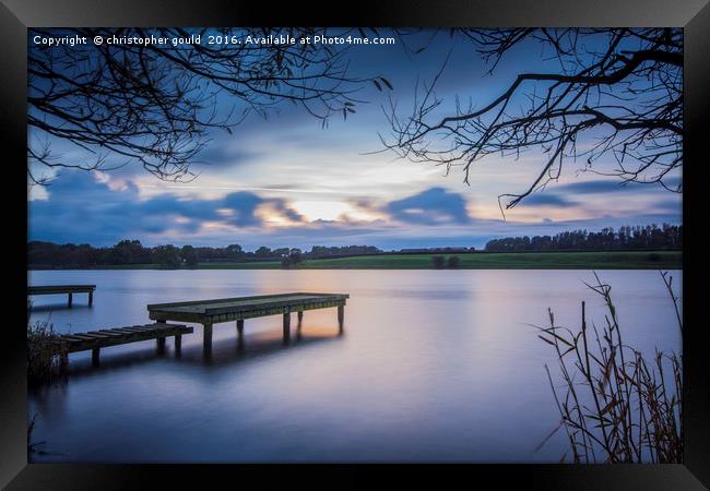 Jetty at lakeside Framed Print by christopher gould