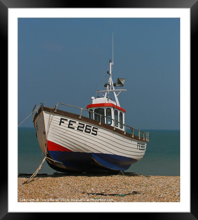 Dungeness fishing boat Framed Mounted Print by Tom Dolezal