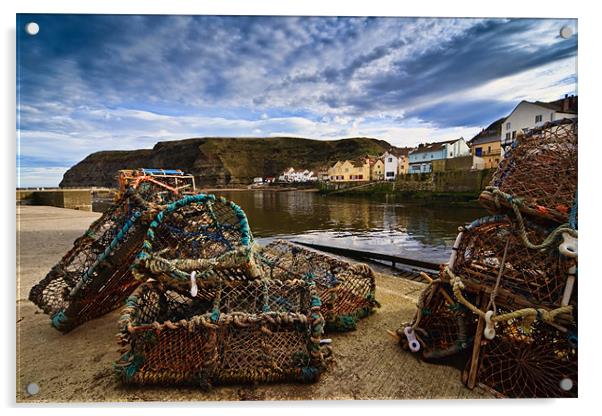 Staithes Harbour Acrylic by David Lewins (LRPS)