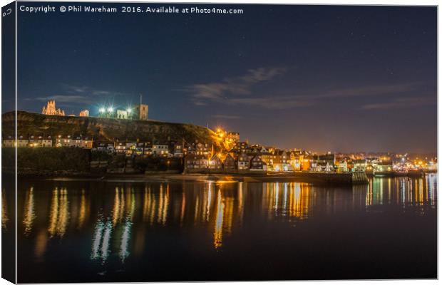 Whitby at Night Canvas Print by Phil Wareham