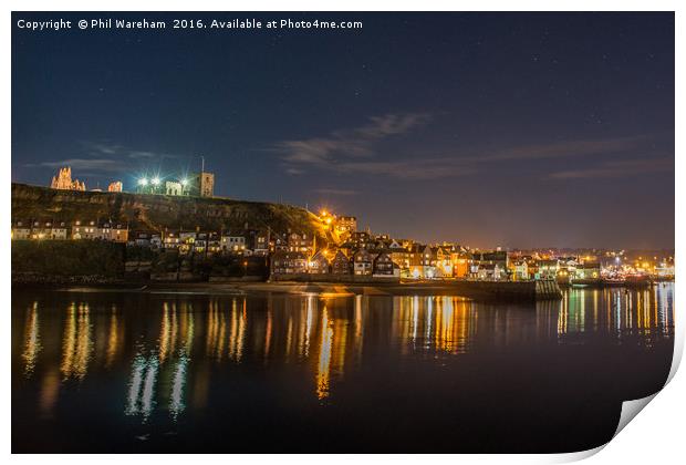 Whitby at Night Print by Phil Wareham