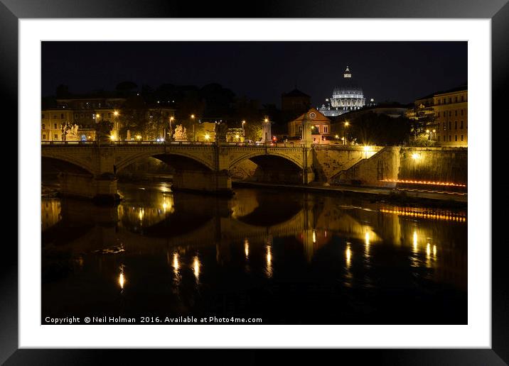 Ponte Vittorio Emanuelo II Bridge, Rome  Framed Mounted Print by Neil Holman