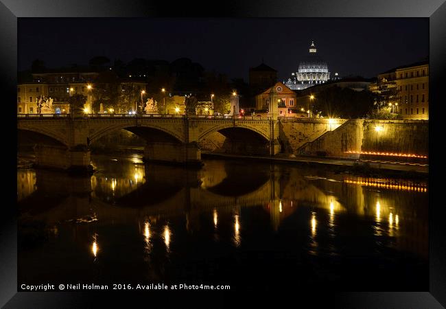 Ponte Vittorio Emanuelo II Bridge, Rome  Framed Print by Neil Holman