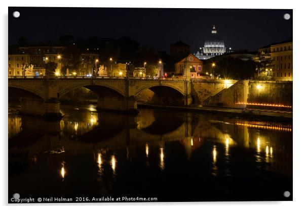 Ponte Vittorio Emanuelo II Bridge, Rome  Acrylic by Neil Holman