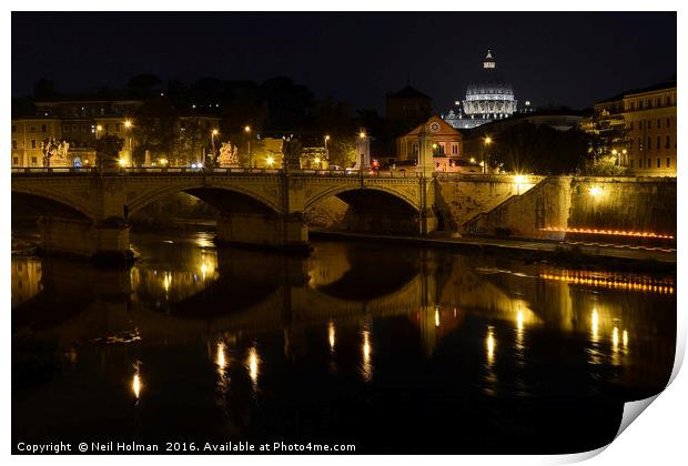 Ponte Vittorio Emanuelo II Bridge, Rome  Print by Neil Holman