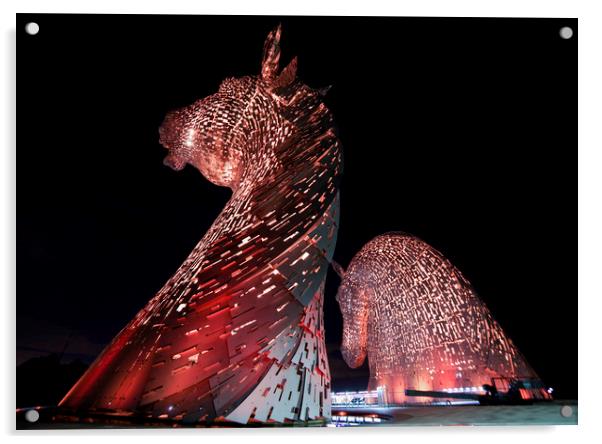 Kelpies night pose Acrylic by Garry Quinn