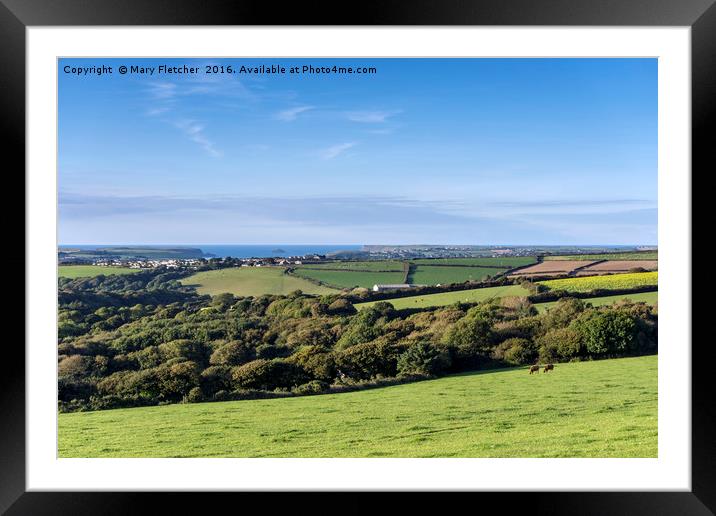 View to Polzeath Framed Mounted Print by Mary Fletcher