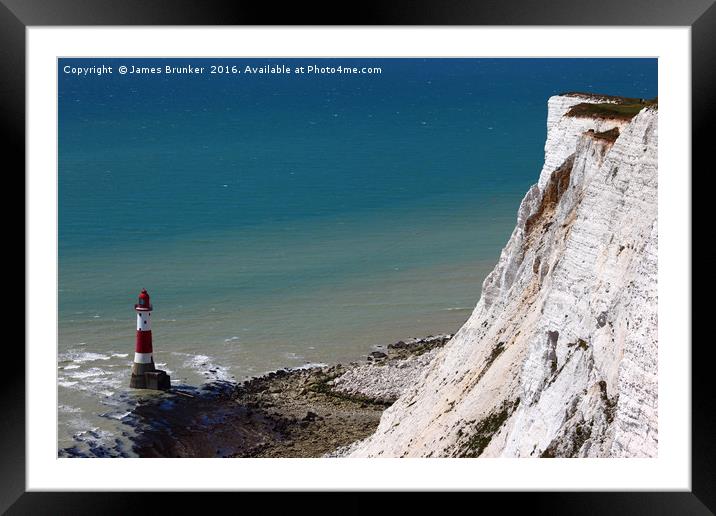 Beachy Head Cliff and Lighthouse Framed Mounted Print by James Brunker
