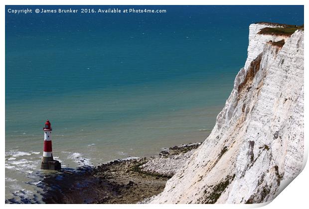 Beachy Head Cliff and Lighthouse Print by James Brunker