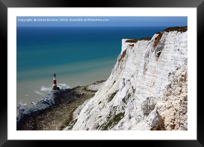 Beachy Head Cliffs and Lighthouse Sussex Framed Mounted Print by James Brunker