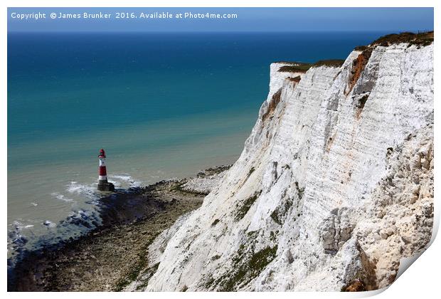 Beachy Head Cliffs and Lighthouse Sussex Print by James Brunker