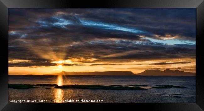 Sunset over Muck Framed Print by Geo Harris