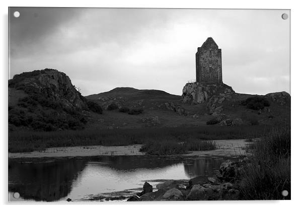 Smailholm Tower Acrylic by Gavin Liddle