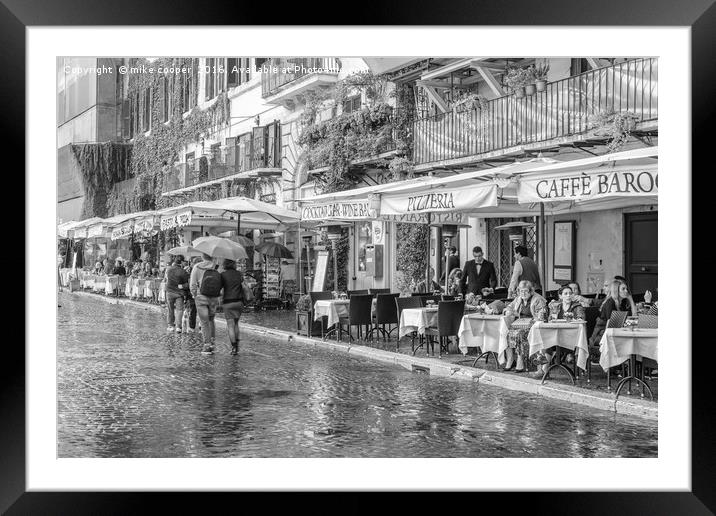 rainy day in Rome Framed Mounted Print by mike cooper