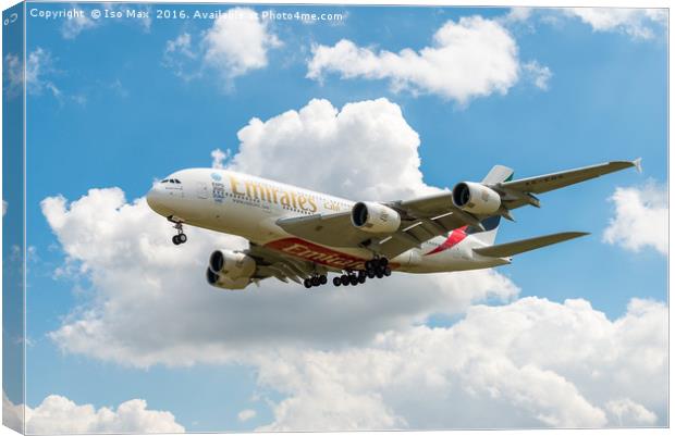 Emirates A380 Airbus Canvas Print by The Tog