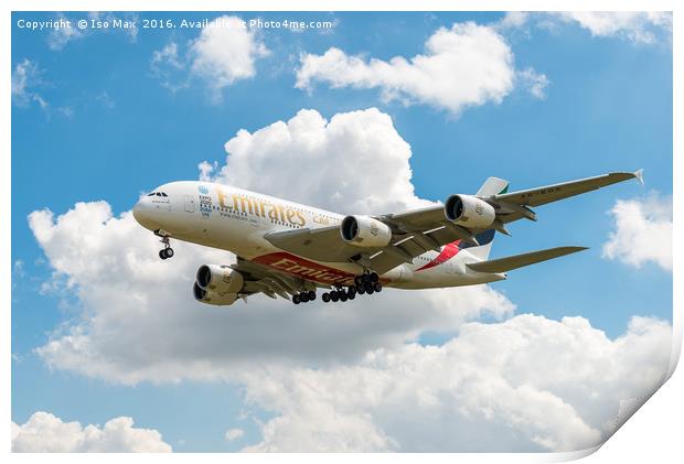 Emirates A380 Airbus Print by The Tog