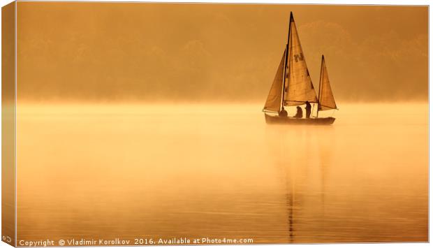 Sailing through the mist Canvas Print by Vladimir Korolkov