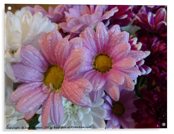                   Droplets on Flowers              Acrylic by Jane Metters