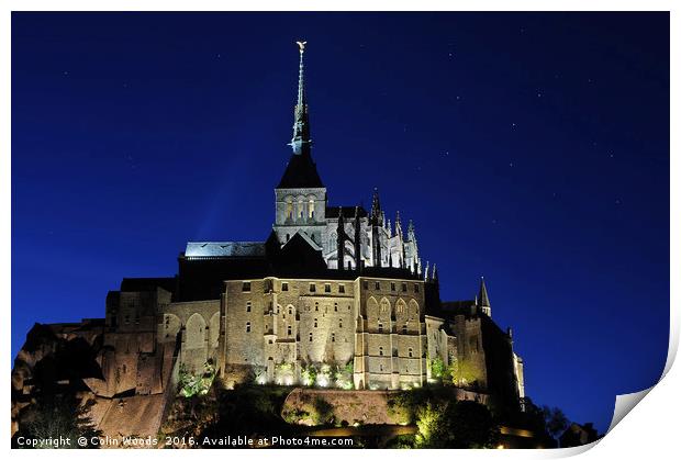 Mont St Michel at Night Print by Colin Woods