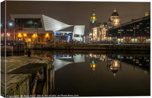 Liverpool Pier Head Canvas Print by Alan Dow