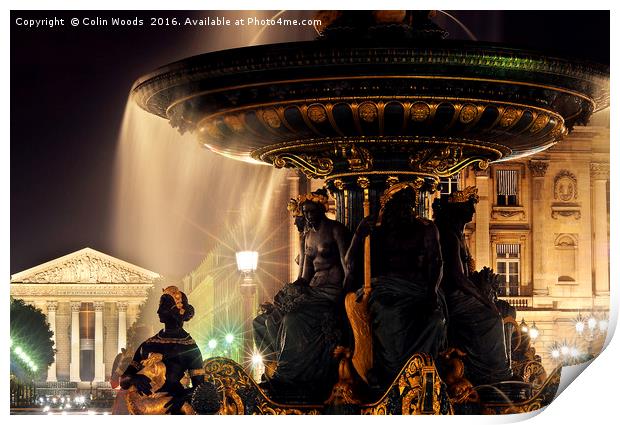 La Madeleine by Night Print by Colin Woods