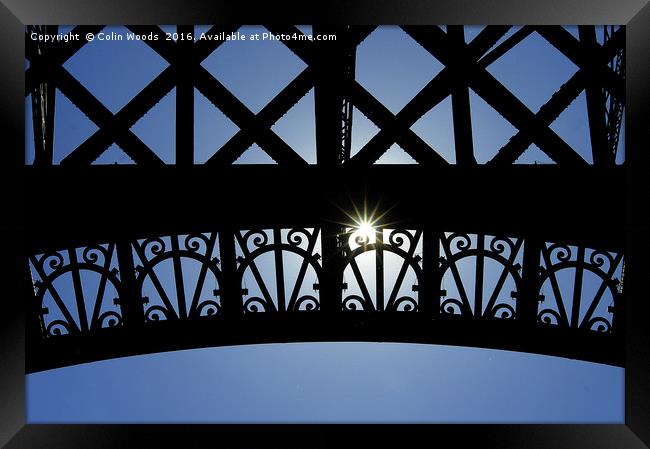 Sunstar and the Eiffel Tower Framed Print by Colin Woods
