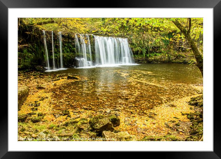 Upper Ddwli Waterfall  Autumn in the Vale of Neath Framed Mounted Print by Nick Jenkins