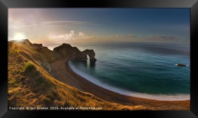 Sunrise over Durdle Door Framed Print by Nymm Gratton